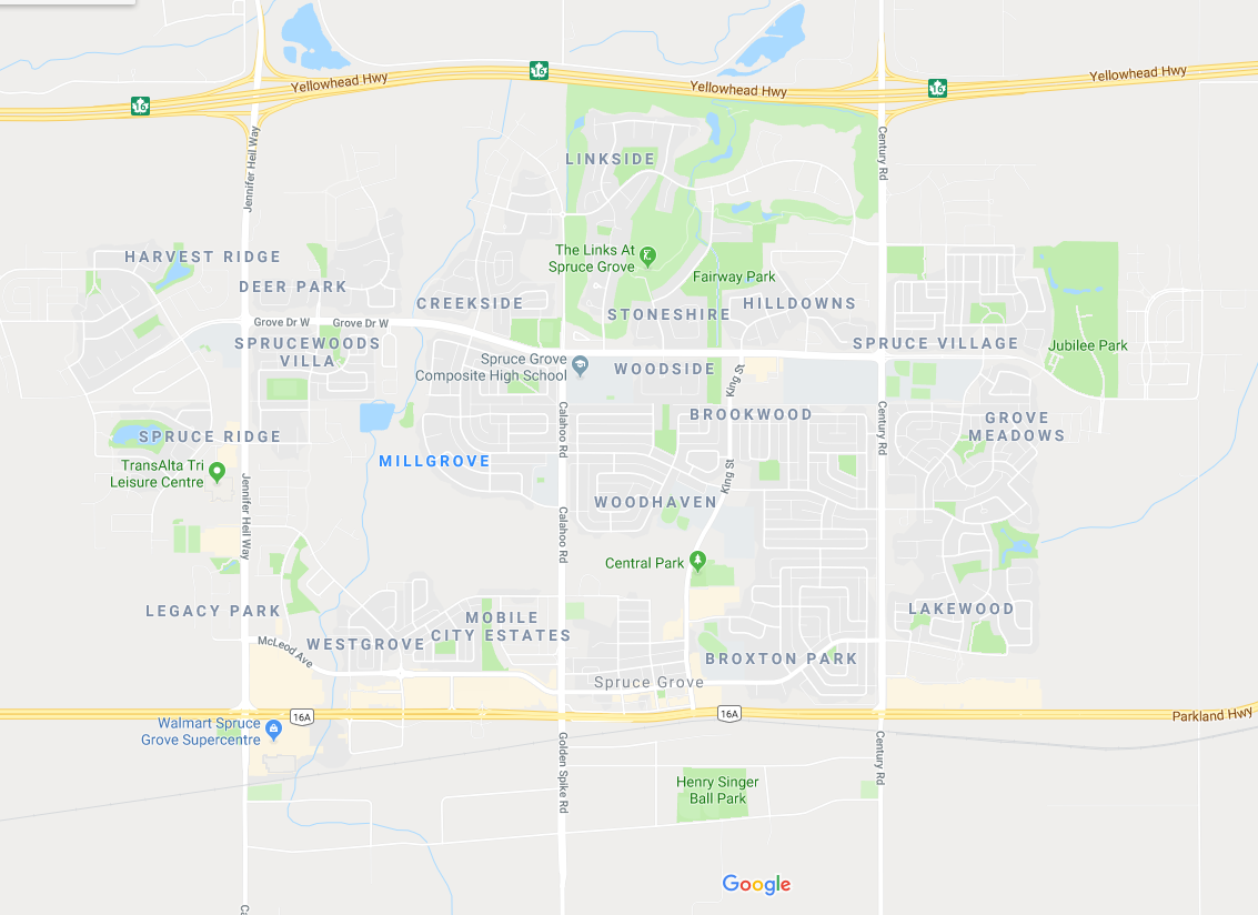 spruce grove google map of real estate